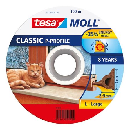 Tesa P-list 55703-00101-00 Tetningstape EPDM, 100 m, 9 mm x 5.5 mm Brun, Maskintilbehør & forbruk
