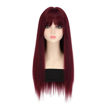 Jente Hårdel Langt Hår Parykker Full Hode Toupee for Halloween Ferie Kul Hårfarge for Cosplay Coser Rød