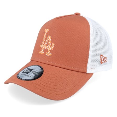 New Era - MLB Brown trucker Czapka Z Daszkiem - Los Angeles Dodgers Seasonal Infill Terracotta/White A-frame Trucker @ Hatstore