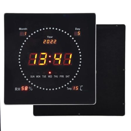 Digital veggklokke - DILWE - Stor LED-skjerm - Moderne design - EU-plugg - Innendørs