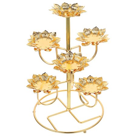1 lotus smörlampa hållare Buddha lampa hållare kreativt tempel ljus hållare (15X24.5CM, guld)