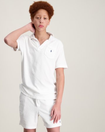 Polo Ralph Lauren Terry Polo Shirt Hvid Poloshirts Dreng - Kids Brand Store