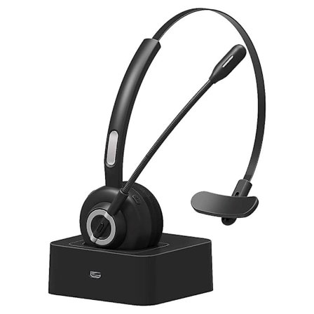 Bluetooth-headset för mobiltelefoner, kontorsheadset med brusreducerande mikrofon och laddningsdocka, PC-headset