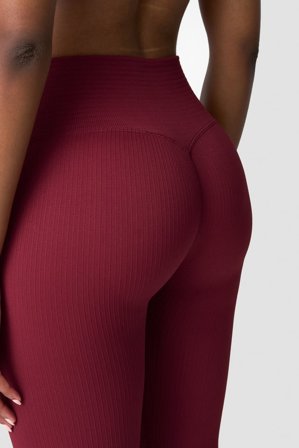 Ribbed Define Seamless V-shape Tights Burgundy