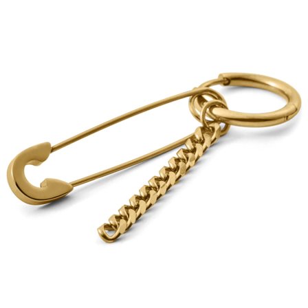 Brinco Argola Alfinete e Corrente Dourado Floyd para homens - Pendentes para brincos argola