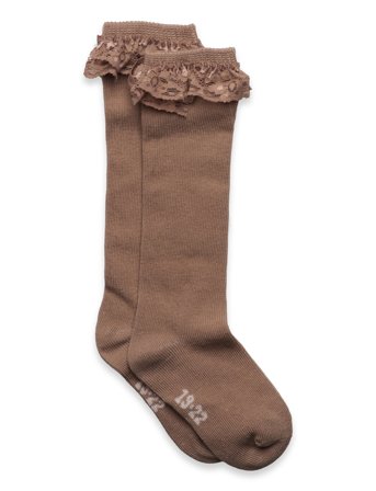 Minymo Knee Sock W. Lace - Brown - 27