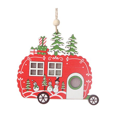 Joulukuusen koristeet Festivaali Led-valo Puinen auto Tähti Kotiin Ripustus Lomakoristeet Kaunis Hääjoululahja A