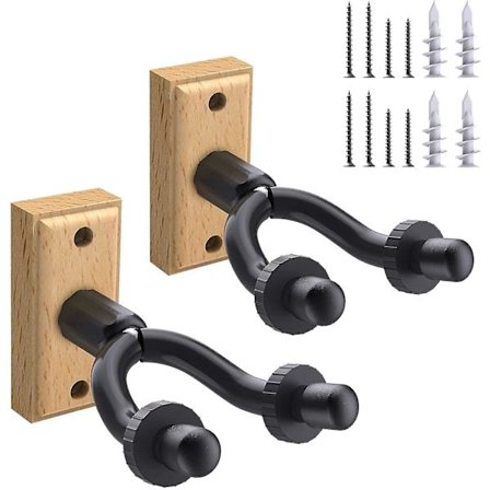 Guitarvægbeslag 2-pak, hårdt træ guitarophæng, vægkrog holder og keeper