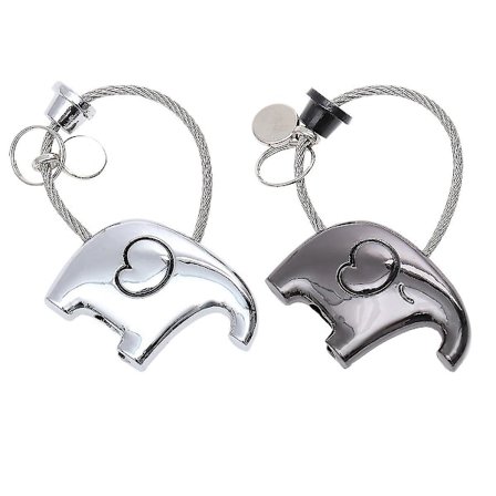 2 st Elefantdesign Par Keychains Metalliska Mode Nyckelringar Kärleksnyckelring Present Till Födelsedag (slumpmässig färg)