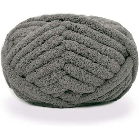 2 stk. Chunky Strikket Chenille Garn til Håndstrikkede Tæpper, Super Blødt Stort Jumbo Tæppegarn (Mørkegrå)