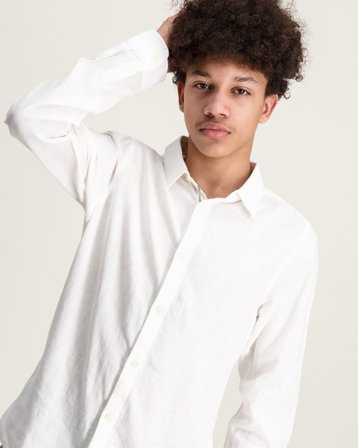ONLY & SONS JUNIOR OSJCAIDEN LIFE LS LINEN SHIRT WN Hvid Skjorter Dreng - Kids Brand Store