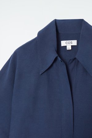 COS Femme Robe-Chemise Midi En Lin Mélangé in Bleu