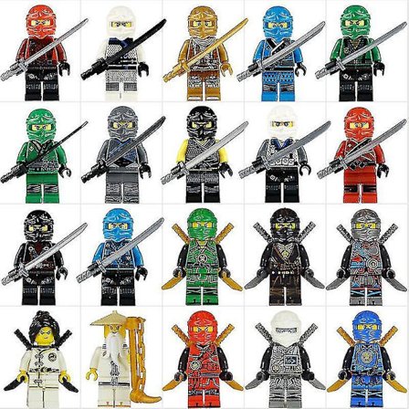 Aswei Sett med 20 stk Ninjago Minifigurer Kai Jay Sensei Wu Master Byggeklosser Leker