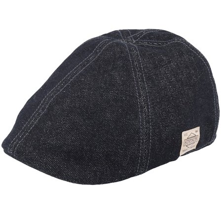 Stetson - Black flatcap Czapka Z Daszkiem - Texas Denim Black Flat Cap @ Hatstore