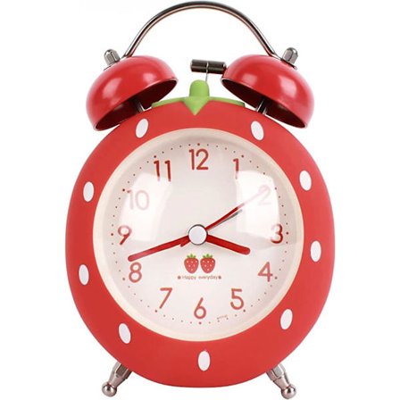 Strawberry Shaped Alarm Clock, Backlit, No Ticking Sound, Simulated Loud Alarm Clock For Bedroom, Bedside, And Table, Red