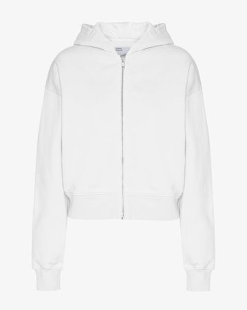 Organic Crop Zip Hood - Optical White - Female - M