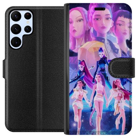 Yhteensopiva Lompakkokotelo Samsung Galaxy S22 Ultra 5G K-pop-inspiroinut tulevaisuutta ennakoiva tyttöryhmä neonvaloissa ja kosmisessa sci-fi-esiin