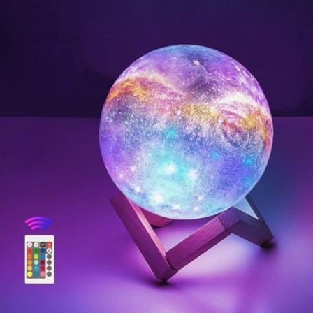 12cm månelampe med fjernkontroll, stjernehimmel dekorativt lys 3D måne kunst LED