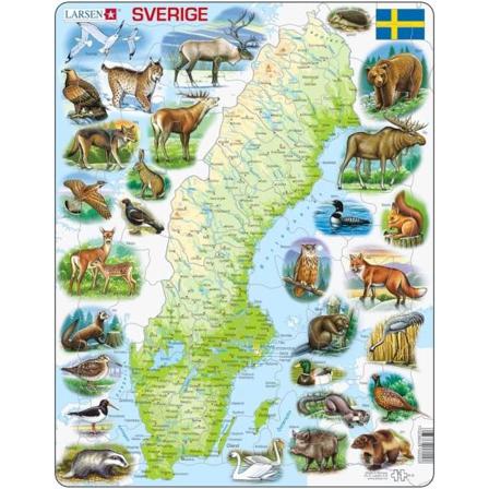 Kartpussel, Sverige Med Delar Av Vårt Djurliv Larsen