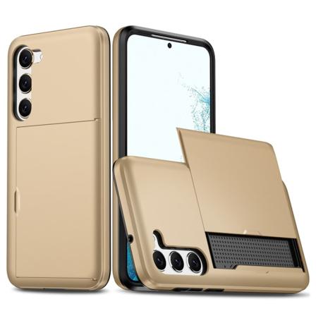 SKALO Samsung S23 Plus Armor Suojakuori korttikotelo - Kulta Gold