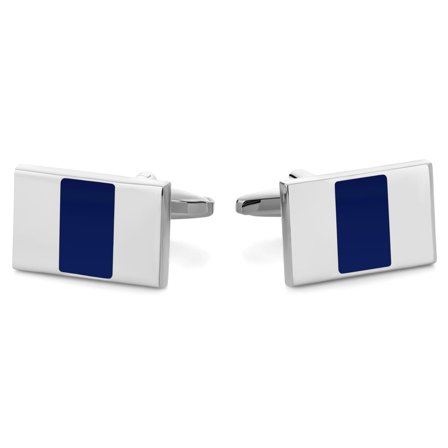 Spinki do mankietów w kolorze srebrnym i granatowym dla mężczyzn