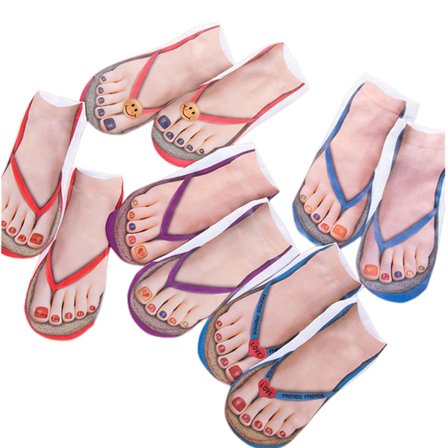 6 st Novel Rolig 3d-utskrift Flip Flops Socks Group