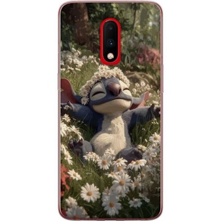 Kompatibelt Mobilskal till OnePlus OnePlus 7 Blå söt fantasivarelse vilande i blomsteräng med blomkrans avslappnat vårmotiv och varm idyllisk stä