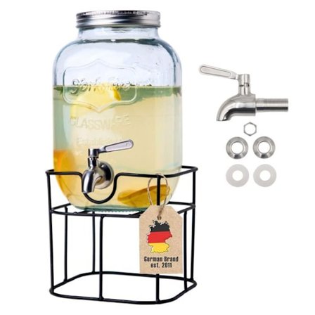Intirilife Dryckesdistributör med 4 Liters glasram med vattenkran, juice- och limonaddistributör