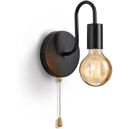 Vintage vegglampe E27 standard sokkel industriell innendørs vegglamper retro metalllampe med bryter for stue soverom industriell dekorasjon (ingen bu