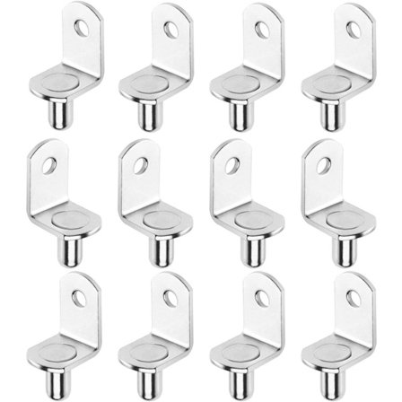 Nikkelbelagte metalhyldebærerstifter L-formede støtter til møbler Skab Bogreol Sølv 60 stk 5 mm [BR]