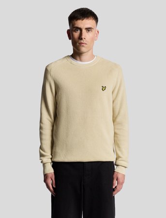 Lyle & Scott Engineered Rib Crew Neck - Beige - S