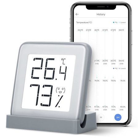 Digital Hygrometer Termometer för Inomhusbruk med Elektronisk Bläckdisplay och Precision Digital Termometer för Baby, Luftfuktighetsrum, Garage, 