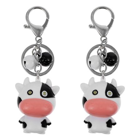 2 st Cartoon Cow Pendant Nyckelring Rolig Key Ring Pendel Tillbehör Med Bell