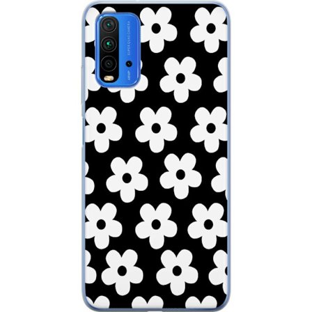 Kompatibelt Mobildeksel til Xiaomi Xiaomi Redmi Note 9 4G Svart-hvitt blomstermÃ ̧nster i minimalistisk skandinavisk design med sterk kontrast og 