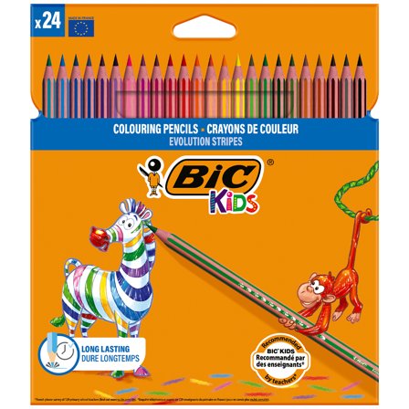 BIC Kids Evolution Stripes Buntstifte 24er-Set (ab 5 Jahren)