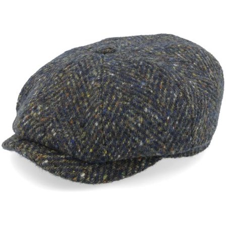 Stetson - Grön flatcap Keps - Hatteras Herringbone Wv Navy/Olive Flat Cap @ Hatstore