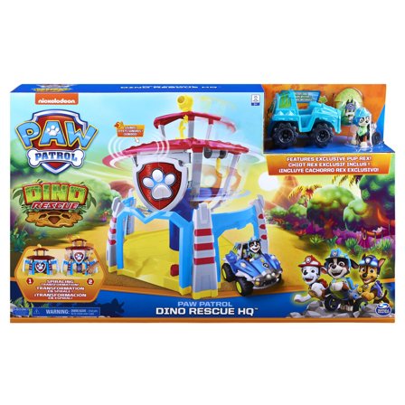 SPINMASTER PAW Patrol Dino Rescue Hauptquartier-Spielset mit Geräuschen sowie exklusiver Rex-Figur und Fahrzeug, Spielzeug für Kinder ab 3 Jahren