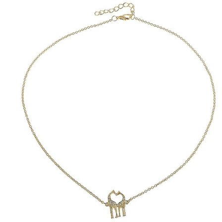 Dubbel Giraff Halsband Hänge Enkelt Kärlekshjärta Djurhalsband Silver