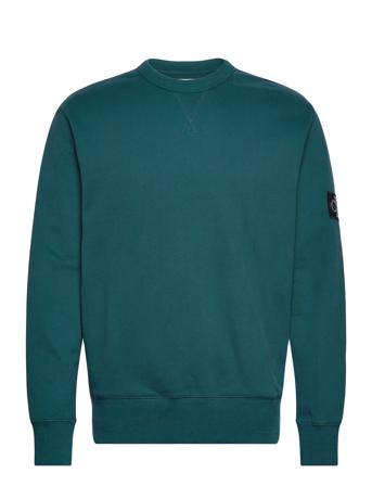 Badge Crew Neck Sweat-shirt Genser Grønn Calvin Klein Jeans*Betinget Tilbud