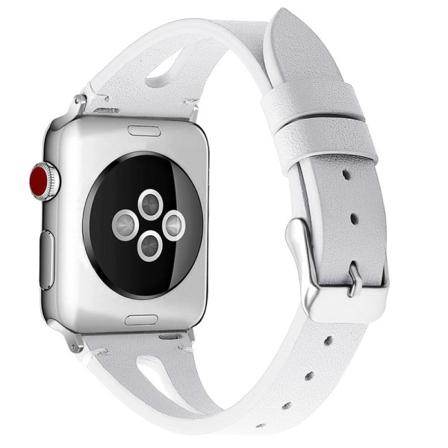 Apple Watch (45mm) Top Layer Cowhide Aitoa Nahkaa Rannekellon Nauha - Valkoinen White