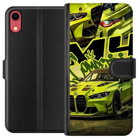 Yhteensopiva Lompakkokotelo Apple iPhone XR Bluey-perhe iloisessa piirrostyyliä kukkaisella taustalla ja leikkisällä väripaletilla