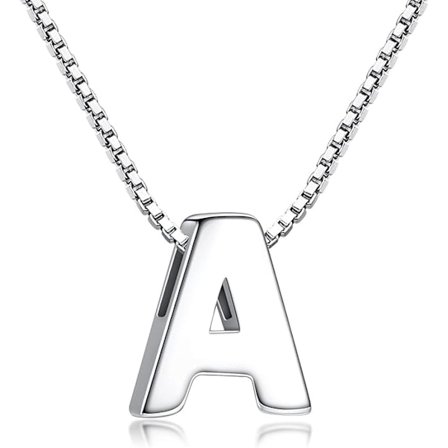 1,0 mm 18 tum 925 Sterling Silver 26 små bokstäver Initial Pendant Box Chain Halsband