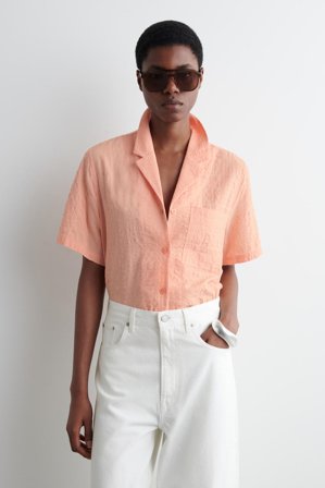 COS Damen Textured Resort Shirt - Orange