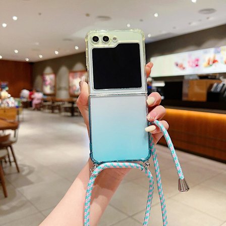 Z Flip 5-deksel, gradientfarge fire hjørner støtsikker deksel kompatibel med Samsung Galaxy Z Flip 5 med crossbody-snøring