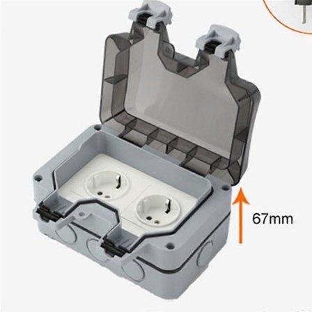 Ulkokäyttöön tarkoitettu pistorasia, vedenpitävä pistorasia kytkinmerkkivalolla, seinäpistorasia kosteisiin tiloihin, pinta-asennettava P