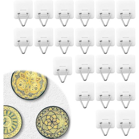 Självhäftande bildhängare, Set om 20, Häng foton utan att borra, Rostbeständiga, För släta ytor