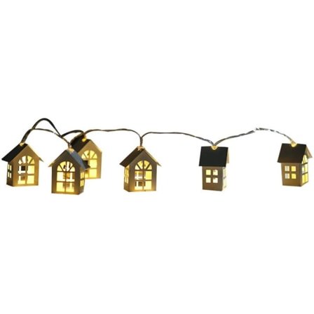 Julbelysning, 2M 10-led trähus Fairy Lights Rumsinredning Varm vit, batteriljus (ingår ej)