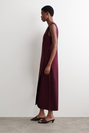 COS Femme Robe Midi Portefeuille À Encolure En V in Rouge