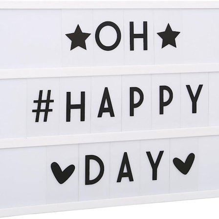 LED A4 lysboks I USB og batteri I 96 dekorative bokstaver i svart inkludert symboler KLB