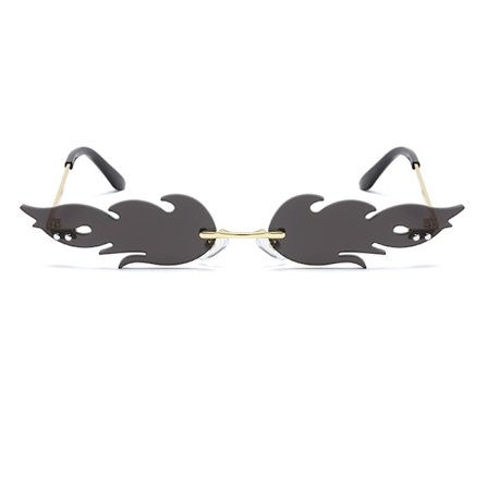 Mote flamme solbriller UV400 svarte rammeløse bølgesolbriller luksus trend smale solbriller kvinner menn